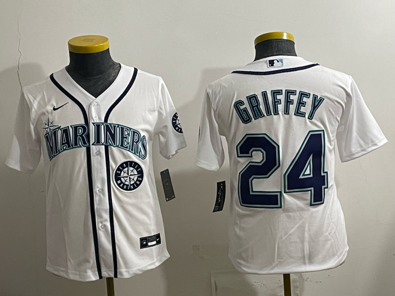 youth 2026 Seattle Mariners #24 Griffey white Nike MLB Jersey 002